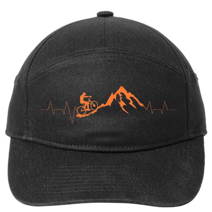 Mountain Bike Heartbea Cute Bike Heartbeat Gift 7-Panel Snapback Hat