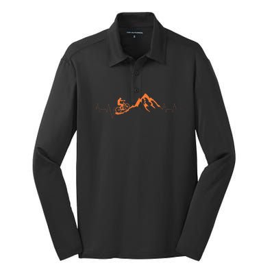 Mountain Bike Heartbea Cute Bike Heartbeat Gift Silk Touch Performance Long Sleeve Polo