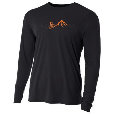 Mountain Bike Heartbea Cute Bike Heartbeat Gift Cooling Performance Long Sleeve Crew