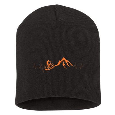 Mountain Bike Heartbea Cute Bike Heartbeat Gift Short Acrylic Beanie