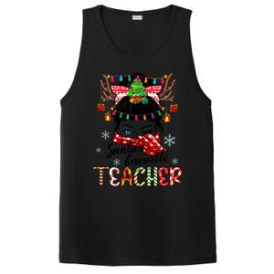 Messy Bun Hair Christmas TreesantaS Favorite Teacher Gift PosiCharge Competitor Tank