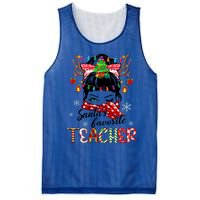 Messy Bun Hair Christmas TreesantaS Favorite Teacher Gift Mesh Reversible Basketball Jersey Tank