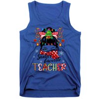 Messy Bun Hair Christmas TreesantaS Favorite Teacher Gift Tank Top