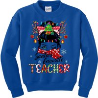 Messy Bun Hair Christmas TreesantaS Favorite Teacher Gift Kids Sweatshirt