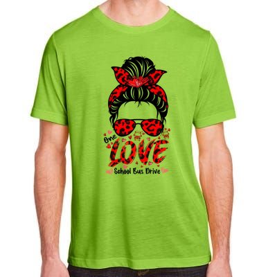 Messy Bun Hair One Loved School Bus Driver Valentine's Day Gift Adult ChromaSoft Performance T-Shirt