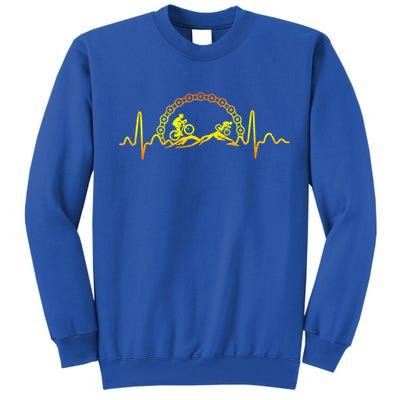 Mountain Bike Heartbeat Bicycle Cute Mountain Biking Funny Gift Tall Sweatshirt