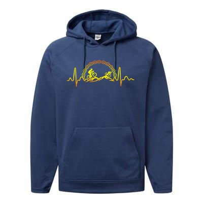 Mountain Bike Heartbeat Bicycle Cute Mountain Biking Funny Gift Performance Fleece Hoodie