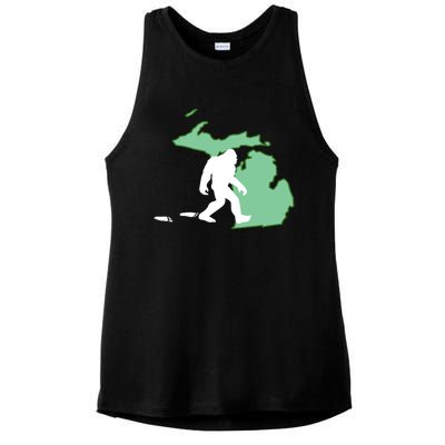 Michigan Bigfoot Hunter State Gift Ladies PosiCharge Tri-Blend Wicking Tank