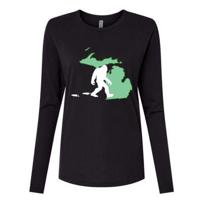 Michigan Bigfoot Hunter State Gift Womens Cotton Relaxed Long Sleeve T-Shirt