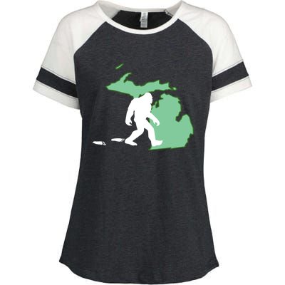 Michigan Bigfoot Hunter State Gift Enza Ladies Jersey Colorblock Tee