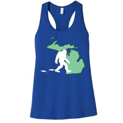 Michigan Bigfoot Hunter State Gift Women's Racerback Tank