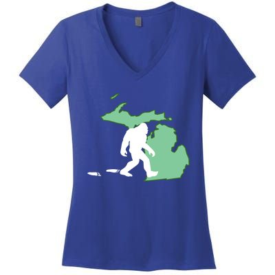 Michigan Bigfoot Hunter State Gift Women's V-Neck T-Shirt