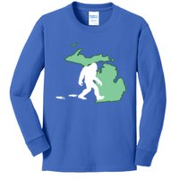 Michigan Bigfoot Hunter State Gift Kids Long Sleeve Shirt