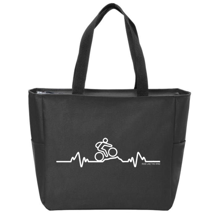 Mountain Bike Heartbeat Pulse Cycling Zip Tote Bag