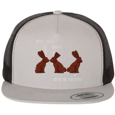 My Butt Hurts Funny Easter Chocolate Bunny Meme Joke Gift Flat Bill Trucker Hat