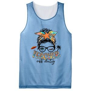 Messy Bun Hair Teacher Off Duty Summer End Of School Mesh Reversible Basketball Jersey Tank