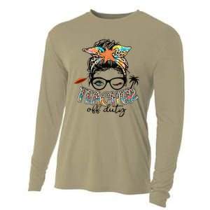 Messy Bun Hair Teacher Off Duty Summer End Of School Cooling Performance Long Sleeve Crew