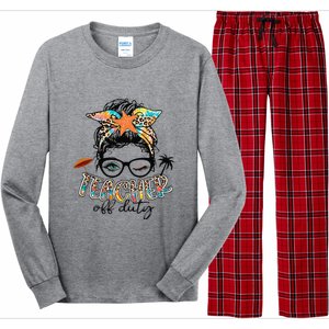 Messy Bun Hair Teacher Off Duty Summer End Of School Long Sleeve Pajama Set