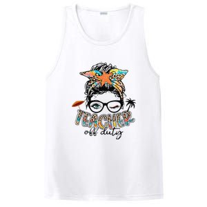 Messy Bun Hair Teacher Off Duty Summer End Of School PosiCharge Competitor Tank