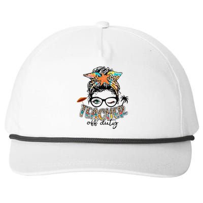 Messy Bun Hair Teacher Off Duty Summer End Of School Snapback Five-Panel Rope Hat