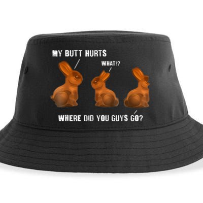 My Butt Hurts Chocolate Bunny Easter Funny Sustainable Bucket Hat