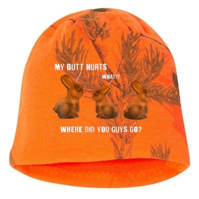 My Butt Hurts Chocolate Bunny Easter Funny Kati - Camo Knit Beanie