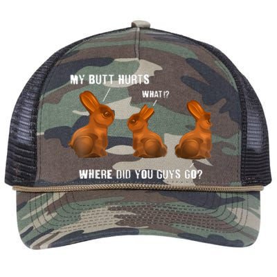 My Butt Hurts Chocolate Bunny Easter Funny Retro Rope Trucker Hat Cap