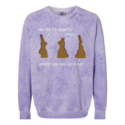 My Butt Hurts Chocolate Bunny Easter Funny Colorblast Crewneck Sweatshirt