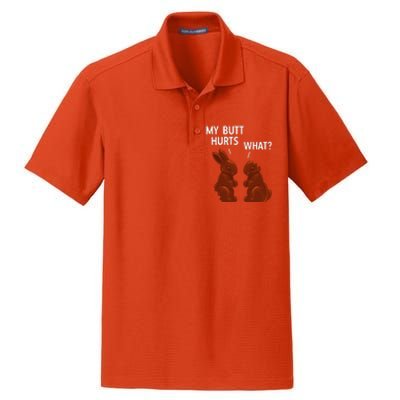 My Butt Hurts Chocolate Bunny Funny Easter Dry Zone Grid Polo