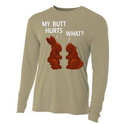 My Butt Hurts Chocolate Bunny Funny Easter Cooling Performance Long Sleeve Crew