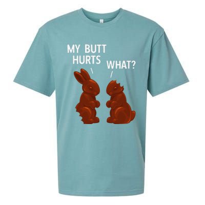 My Butt Hurts Chocolate Bunny Funny Easter Sueded Cloud Jersey T-Shirt