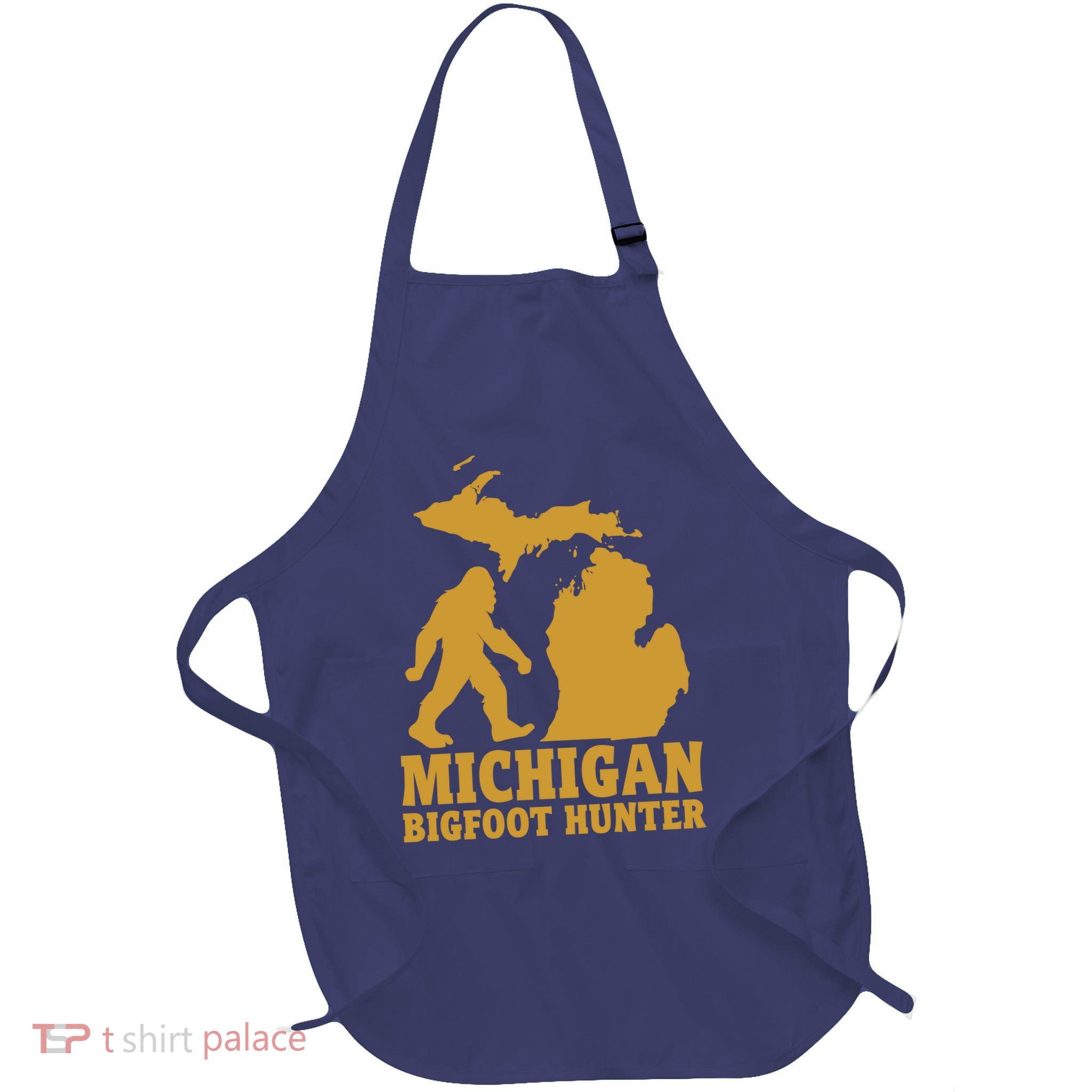 Michigan Bigfoot Hunter Full-Length Apron With Pockets
