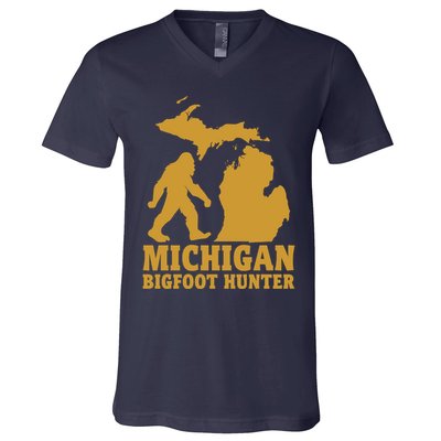 Michigan Bigfoot Hunter V-Neck T-Shirt