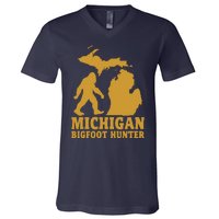 Michigan Bigfoot Hunter V-Neck T-Shirt