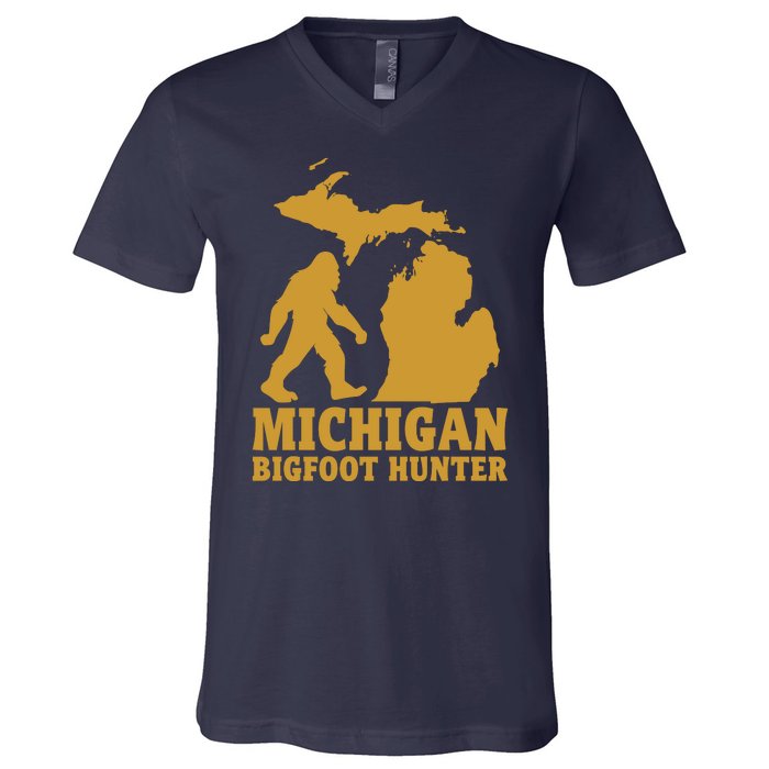 Michigan Bigfoot Hunter V-Neck T-Shirt