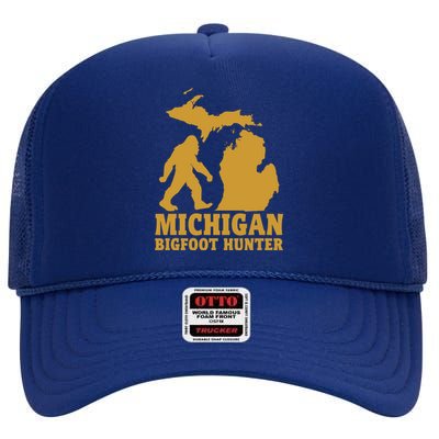 Michigan Bigfoot Hunter High Crown Mesh Back Trucker Hat