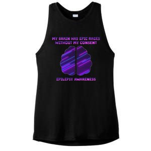 My Brain Has Epic Rage Without My Consent Epilepsy Awareness Ladies PosiCharge Tri-Blend Wicking Tank