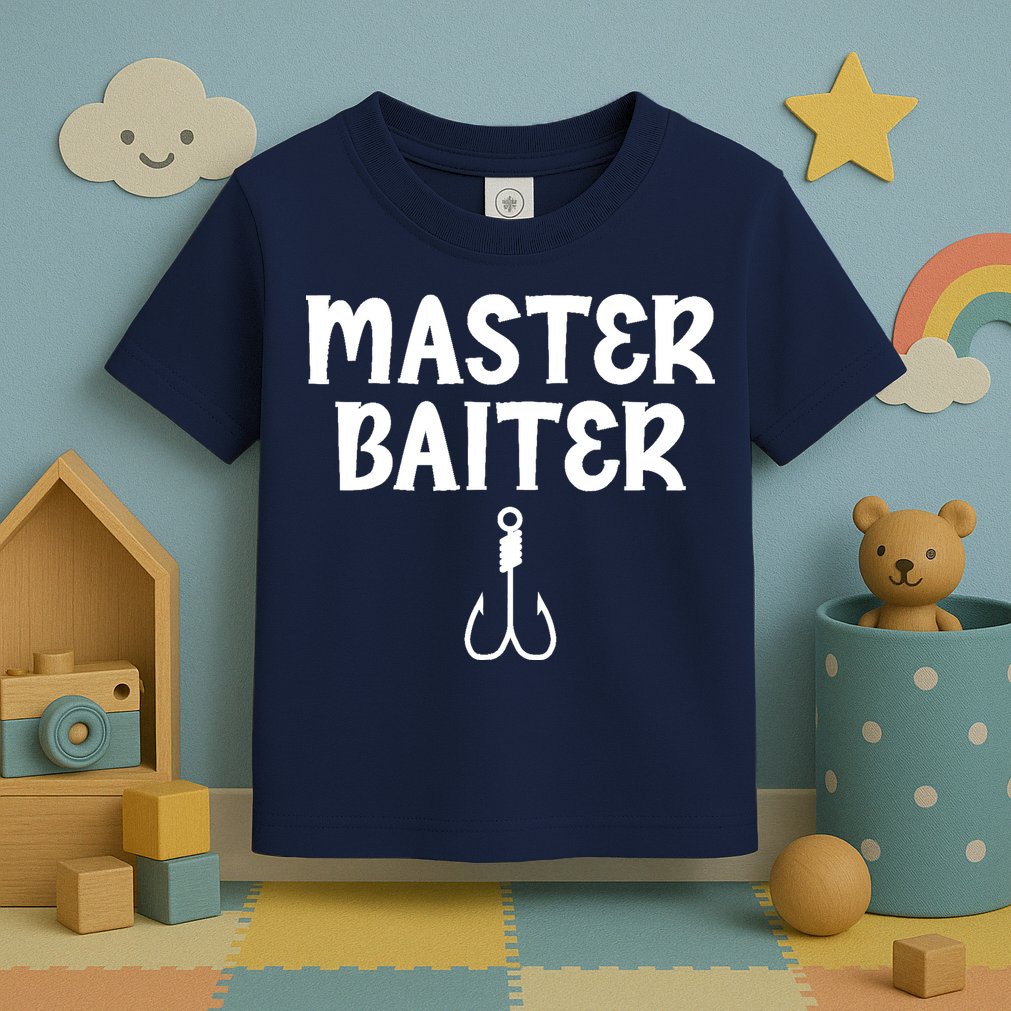 Master Baiter Humor Joke Tee for Fishing Lovers Toddler T-Shirt