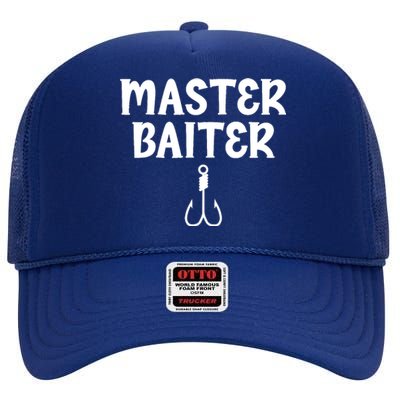 Master Baiter Humor Joke Tee for Fishing Lovers High Crown Mesh Back Trucker Hat