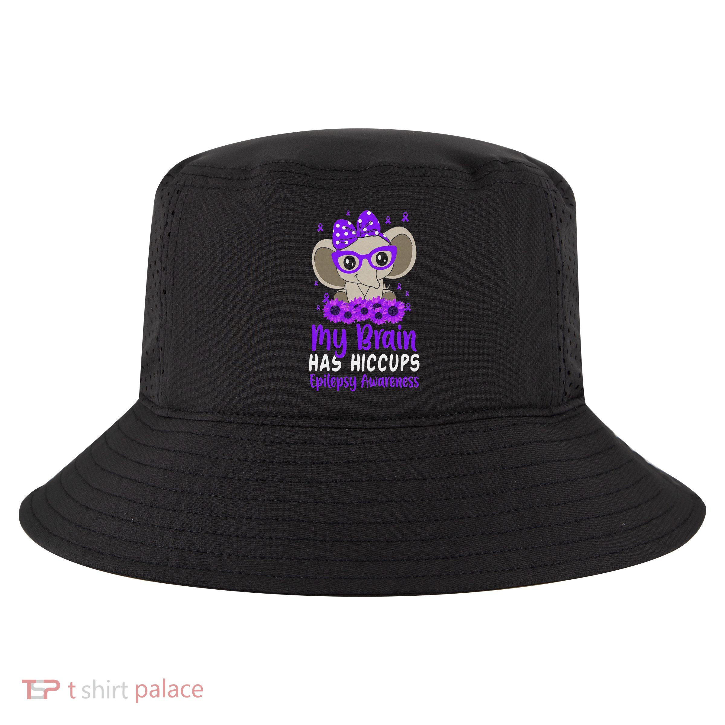 My Brain Has Hiccups Purple Ribbon Epilepsy Awareness Cool Comfort Performance Bucket Hat