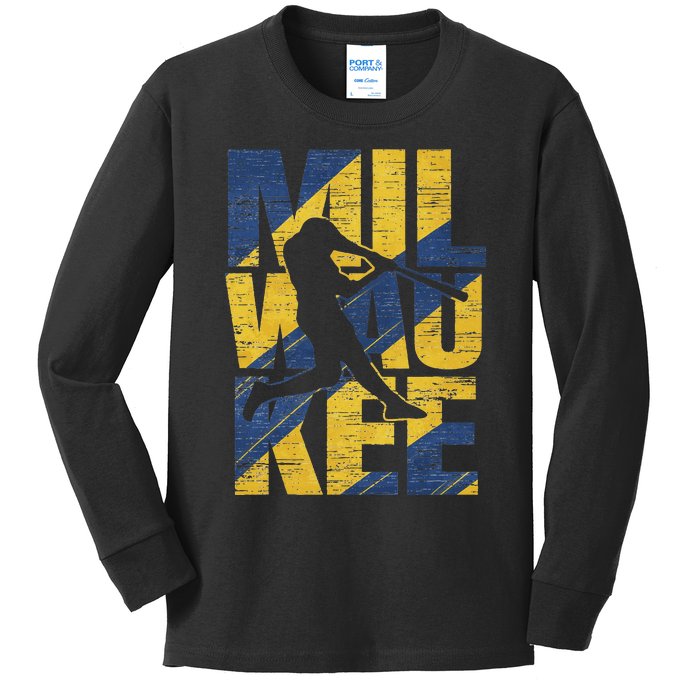 Milwaukee Baseball Home Run Kids Long Sleeve Shirt