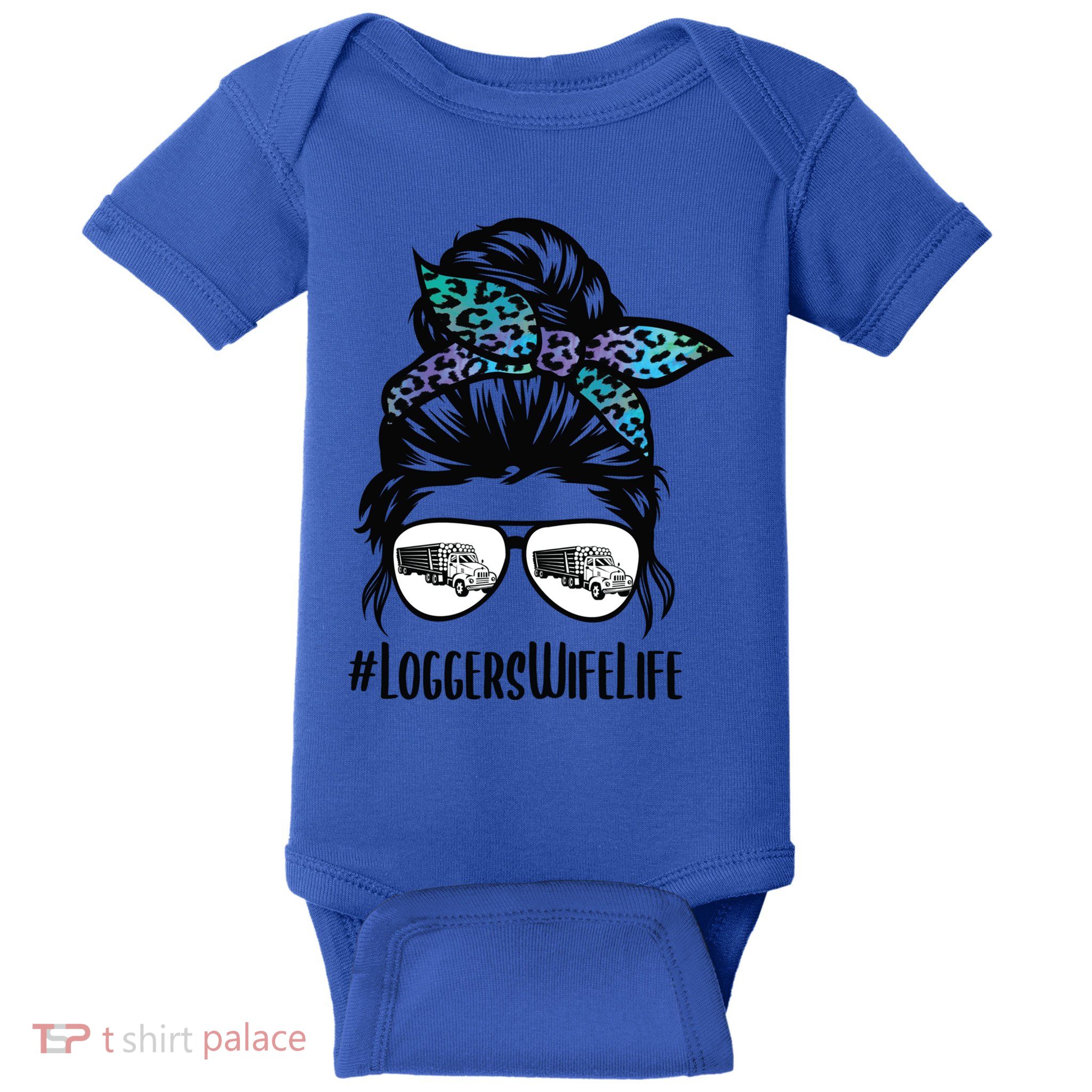 Messy Bun Hair Glasses Proud Logger Wife Gift Baby Bodysuit