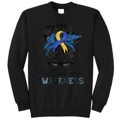 Messy Bun Hair Down Syndrome Awareness Mom Tall Sweatshirt