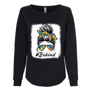 Messy Bun Hair Glasses Be Kind Autism Awareness Day Meaningful Gift Womens California Wash Sweatshirt