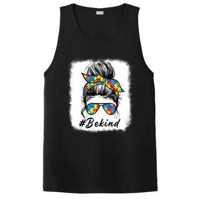 Messy Bun Hair Glasses Be Kind Autism Awareness Day Meaningful Gift PosiCharge Competitor Tank