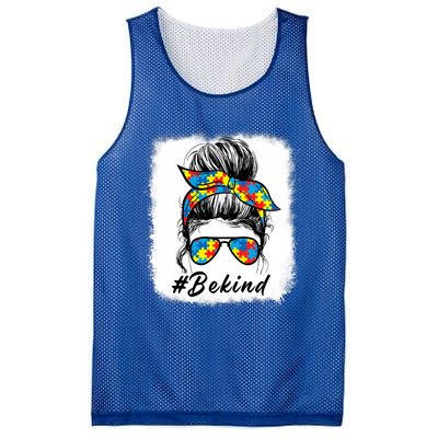 Messy Bun Hair Glasses Be Kind Autism Awareness Day Meaningful Gift Mesh Reversible Basketball Jersey Tank