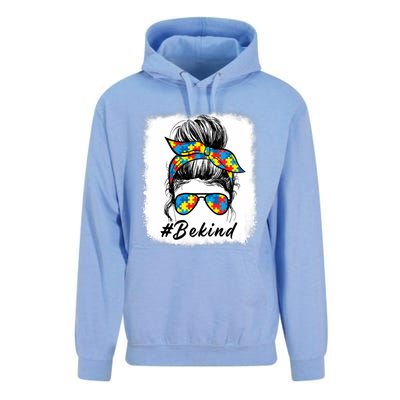 Messy Bun Hair Glasses Be Kind Autism Awareness Day Meaningful Gift Unisex Surf Hoodie