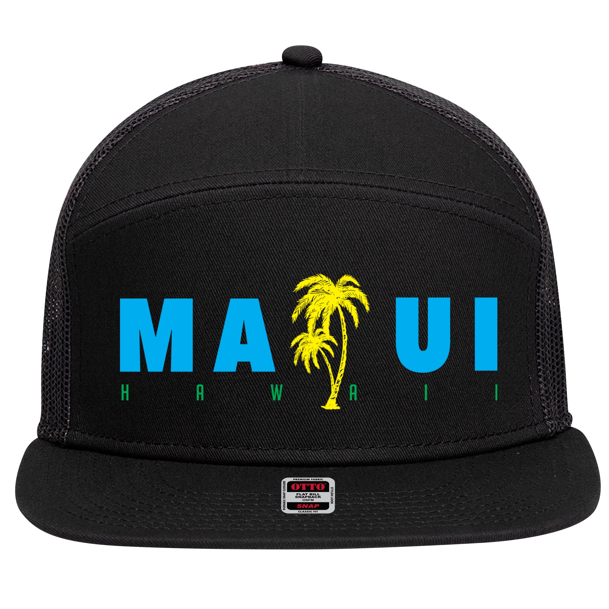 Maui Beach Hawaii Souvenir 7 Panel Mesh Trucker Snapback Hat