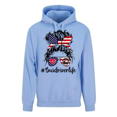 Messy buns hair bus driver life american flag for  Unisex Surf Hoodie