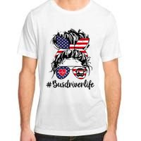 Messy buns hair bus driver life american flag for  Adult ChromaSoft Performance T-Shirt